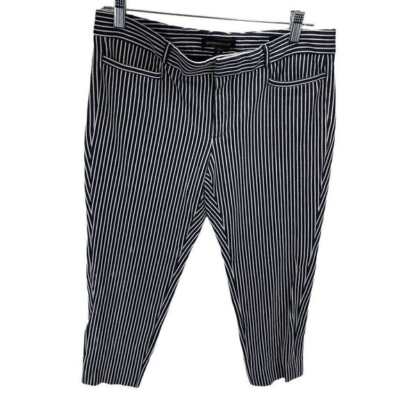 Banana Republic Womens Capri Pants Striped Stretch Pocket Sloan Blue 8 Petite - Picture 1 of 10